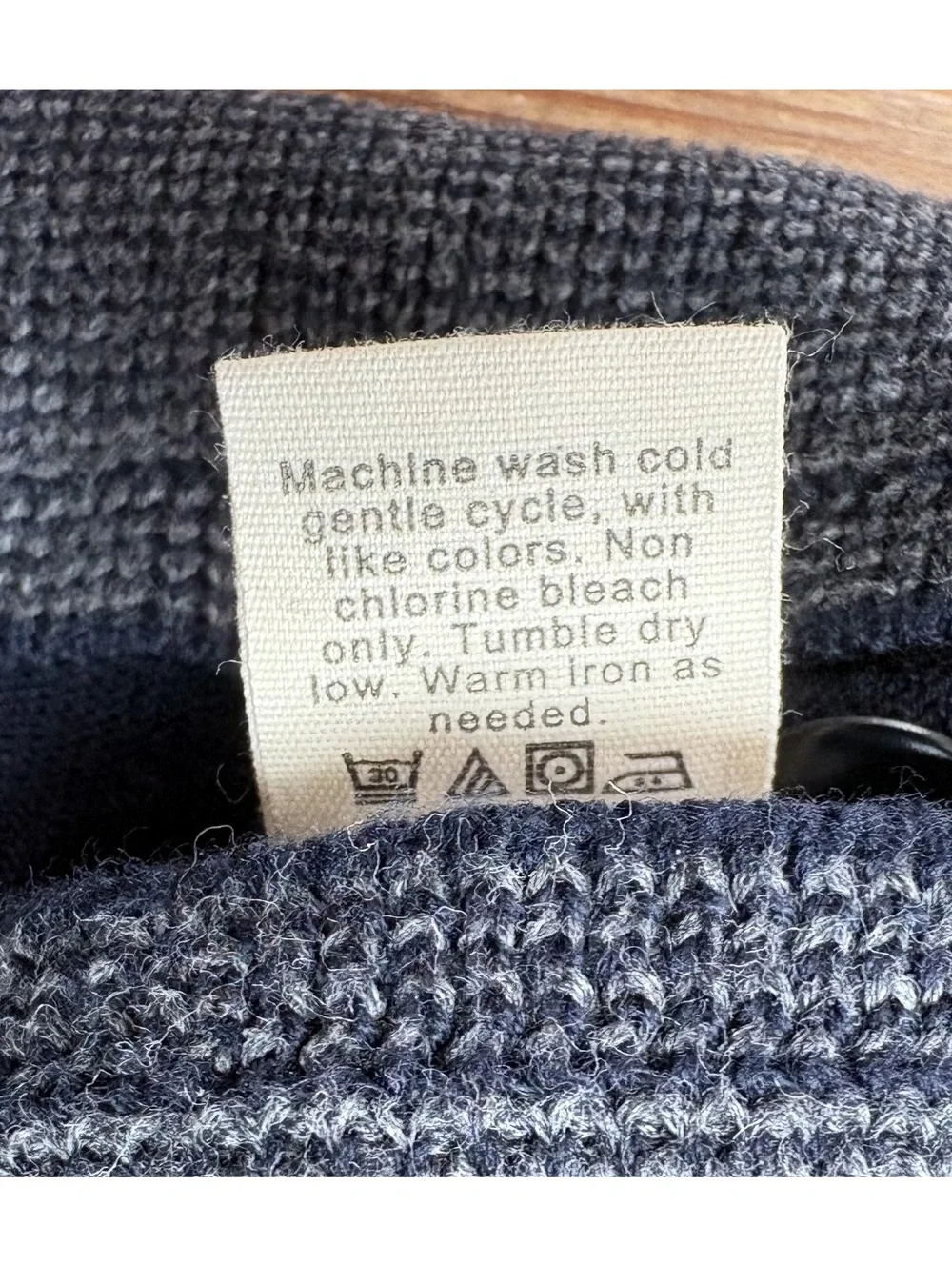 J.Crew Men's Shawl Collar Pullover Sweater Navy Gray 100% Cotton Size S